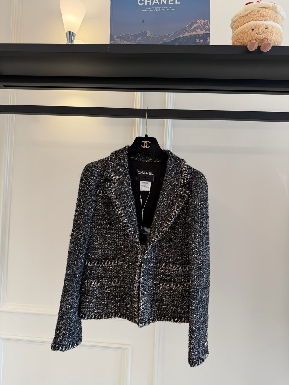 CHANEL Black and Silver Tweed Blazer